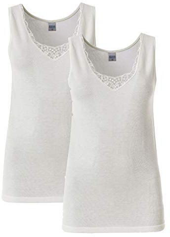 BODYPERFECT Magliette Intime Donna Canotta Spalla Larga Canottiere Lana e Cotone Set Due Pezzi Made in Italy (M)