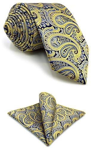 Shlax&Wing Herren Mehrfarbig Krawatte Gelb Blau Paisley Seide Neu Fashion Hochzeit