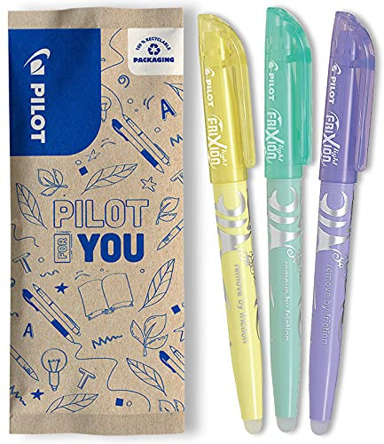 PILOT FriXion Light Soft, radierbarer Textmarker, 3er Set (Pastellgelb, -grün, -violett)