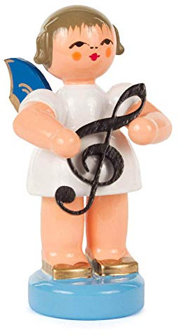 Rudolphs-Schatzkiste Engel mit Notenschlüssel stehend H: 6cm NEU Erzgebirge Holzengel Holzfigur