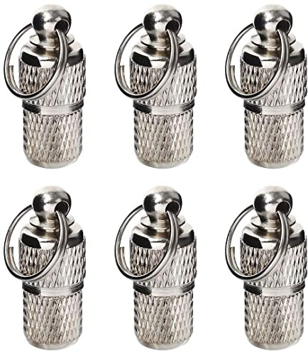 AMATHINGS Adressanhänger Hund (2 cm Länge – 6 Stück – Silber) – Halsband Anhänger für Haustiere mit Zettel zum Beschriften – Wasserdichte Anhänger Hundehalsband mit Schraubverschluss
