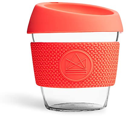 Neon Kactus Reusable Glass Coffee Cups 8oz (Koralle)