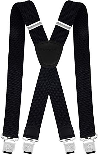 Decalen Hosenträger für Herren die Stärksten Hosenträger auf dem Markt Breite 4 cm mit 4 Metallclips Lange Einheitsgröße Verstellbare und Elastische X-Form für Alle Männer (Schwarz 1)