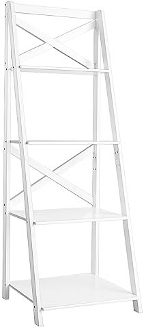 GIANTEX Scaffale a Scala a 4 Ripiani,Libreria Mobile Autoportante Organizzatore per Cucina, Ufficio, Studio, Soggiorno, Balcone, 50x46x143 cm, 2 Colori (1, bianco)