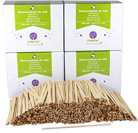 4000 Palettine da Caffè in Legno 14 cm Palettine Usa e Getta, Bastoncini per Mescolare Caffè e Tè, Bastoncini di Legno per Fai da Te