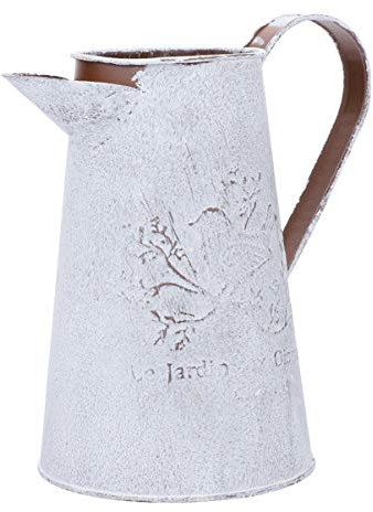 Cabilock Jarrón de Granja Vintage Jarra Primitiva Metal Galvanizado Leche Lata Rústica Decoración Florero Shabby Chic Leche Jarra Lata para Sala de Estar Dormitorio Cocina Al Aire