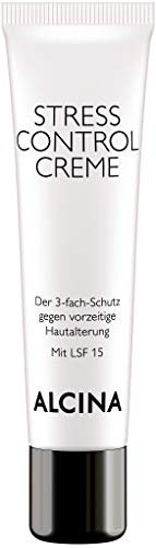 ALCINA Stress Control Creme - Gesichtspflege mit 3-fach-Schutz gegen vorzeitige Hautalterung - Mit Lichtschutzfaktor 15, Lycopin und DEFENSIL® - 1 x 15 ml