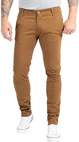 Indumentum Herren Chino Hose Slim Fit Chinohose Herrenhose Baumwolle Designer Hose Chinos Business Hose Stretch Männer Hose IS-305 Braun W29 L30