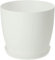B2C Flower Pots 6 Colours 8 sizes Matt Plastic Plant Pots Planter + Saucer Tray Deco (White Matt, 14 cm)