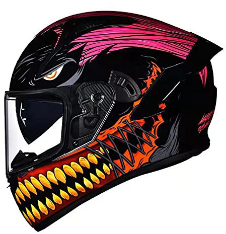 Flip Up Front Integral Motorradhelm Modularer Motorradhelm,Anti-Fog Dual Visor Motocross ATV Casco ECE/DOT Approved,Herren Damen Motorradhelm,Spike pink a,XXL