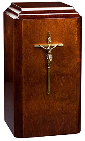 Urne funéraire funéraire en bois italienne pour adulte (marron, croix)