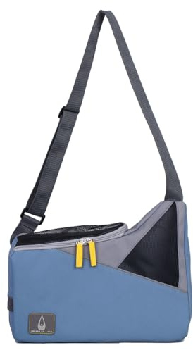 Zu&lu - Trasportino per animali di piccola taglia Kaiman, portatile, traspirante, con tracolla adattabile, borsa da viaggio per animali facilmente lavabile, Colore Denim
