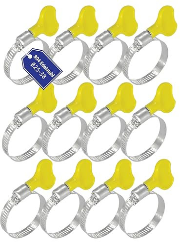 AZISHA Abrazaderas Metalicas Para Tubos 25-40mm 12 Piezas - 304 Abrazaderas De Acero Inoxidable - Ajustable Abrazadera Tubo – W4 Abrazadera Sinfin Para Manguera De Piscina, Gas, Agua Y Lavadora