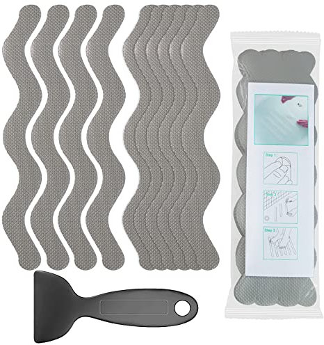 Kucucyle Set di 30 adesivi antiscivolo per vasca da bagno, antiscivolo, con raschietto di alta qualità, adesivi antiscivolo per vasca da bagno, doccia, piscina, scala (grigio)