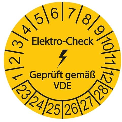100 x VDE/Elektro-Check Prüfplaketten/Sicherheitsplaketten 30 mm Durchmesser mit untersch. Beschriftungen (100, Elektro-Check - Geprüft gemäß VDE)