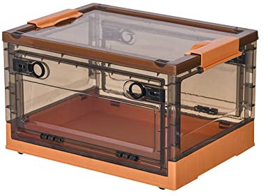 Ergocar Aufbewahrungsbox mit Deckel, Faltbare Kunststoff Aufbewahrungsbox mit Deckel und Rollen, Stapelbare Aufbewahrungsbox Transparente, für Büro, Kinderzimmer, Küche & Wohnzimmer