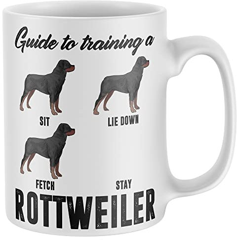 Purple Print House Funny Rottweiler Mug Womens Rottweiler Guide To Training Coffee and Tea Cup Birthday Gift for Rottie Dog Owner Men Women Puppy Dog Owners
