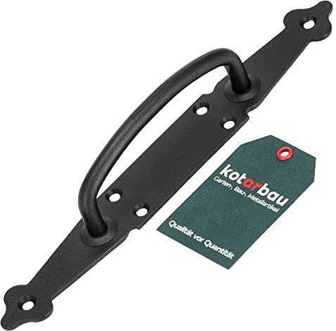 KOTARBAU® Tirador de puerta de hierro forjado de 270 mm, color negro de acero, mango de puerta de acero, mango de puerta corredera, manilla de puerta de granero