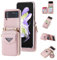 ESONG Cover a Portafoglio per Samsung Galaxy Z Flip 3 con Cinturino,Custodia Antiurto Protezione con Slot per Schede/Cordino/Stand,Caso in Pelle Premium PU Protettiva Case per Donna-Rosa