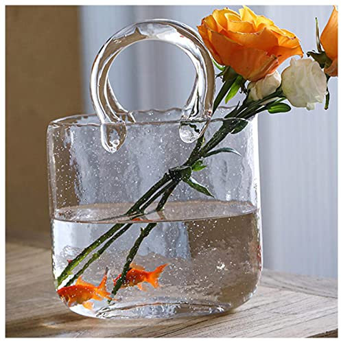JarróN Billetera, JarróN De Cristal con Burbuja Jarrones Purse Vase, para Flores, Centros De Mesa, Cocina,Style1-Transparent