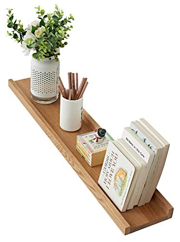 OAKERLAND Schweberegal Eiche Massiv Bilderleiste Holz 80cm Wandregal für Küche, Wohnzimmer, Schlafzimmer, Badezimer