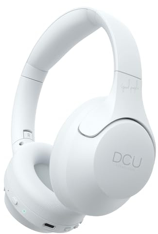 DCU TECNOLOGIC – Kabellose Bluetooth-Kopfhörer – 15 Stunden Nutzungsdauer – USB-C-Aufladung – Multifunktions-Kopfhörer mit faltbarem Kopfband – Weiß