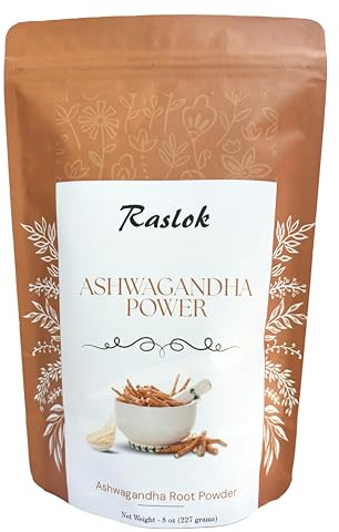 Raslok Ashwagandha Root Powder| Finest Grade A Root Powder - Withania Somnifera | Non-GMO, Vegan & Raw from India (8 Oz)