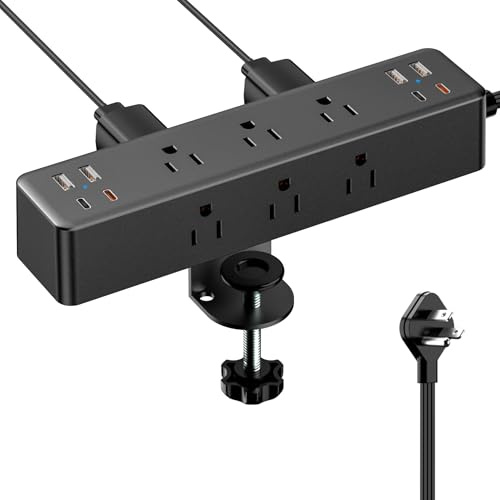 Desk Clamp Power Strip 10FT, Acozvin 40W Total Fast Charging Station