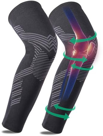 FOGOIN Flytex Kompressions-Kniebandage V2, Atmungsaktive Sportbandage für Basketball, Laufen & Gelenkunterstützung bei Arthrose/Verletzungen (1 Paar)