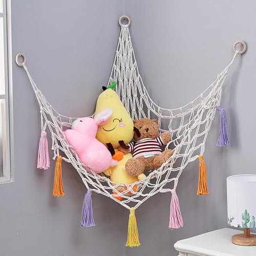 HEKOBAG Kuscheltier Aufbewahrung Netz Spielzeug Organizer Hängematte Stofftier Hängend Organizer Wandbehang Dekoration für Kinderzimmer Schlafzimmer