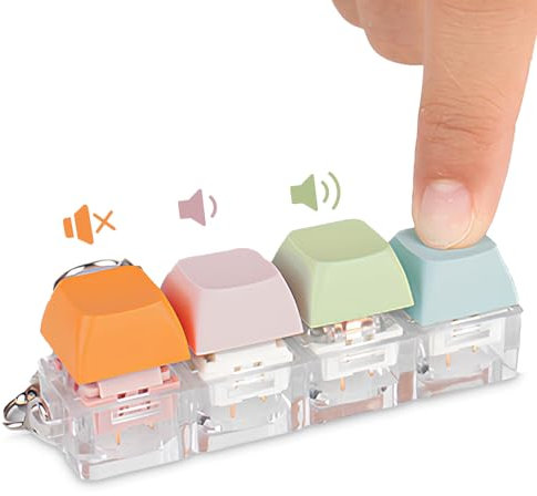 Byhoo Juguetes para Ansiedad Con 3 Tipos de Experiencia Táctil, Teclado Silencioso y Llavero de Clic Lineal, Clicker para Sala de Estudio de Biblioteca y Más