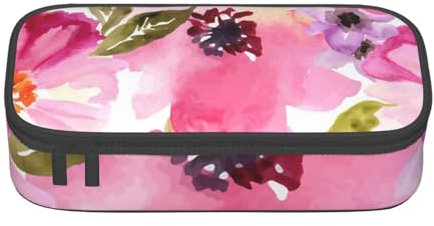 CMJSGG Aquarell Blumen Rosa Fuchsie, Federmäppchen, Federmäppchen, großes Fassungsvermögen, Federmäppchen, Kosmetiktasche