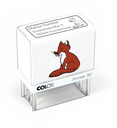 Dekolando personalisierter Adressenstempel mit Namen und Adresse – Namensstempel für Kinder mit Motiv Fuchs - Adressstempel für Schüler/Schule - Geschenk zur Einschulung