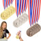 Ksvaye 12 Stück Medaillen Kinder Gold Silber Bronze Medaille mit Gravur Trophäen Muster Metall Medallien mit Band Goldmedaillen für Kinder Fussball Tennis et Sport Wettbewerbe Party Kindergeburtstag