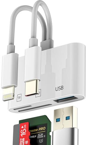 Adattatore USB C Lightning a Lettore Schede SD Micro SD Card per Apple per iPhone 15 per iPad MacBook Pro compatibile per Samsung Memoria USB 3.0 OTG Fotocamera Macchina Fotografica Memory Reader Cavo