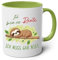 Lustiger Kaffeebecher für Rentner – Niedlicher Baumfaultier Tasse mit Spruch „Ich bin in Rente, ich muss gar nix!“ – 330ml Keramikbecher für Senioren, Freunde und Familie