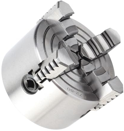 4-Jaw Metal Lathe Chuck, 4 Jaw Lathe Chuck Turning Dependent with Reversible Jaw K72-80 Turning Machine Replacement Parts 4000r/min