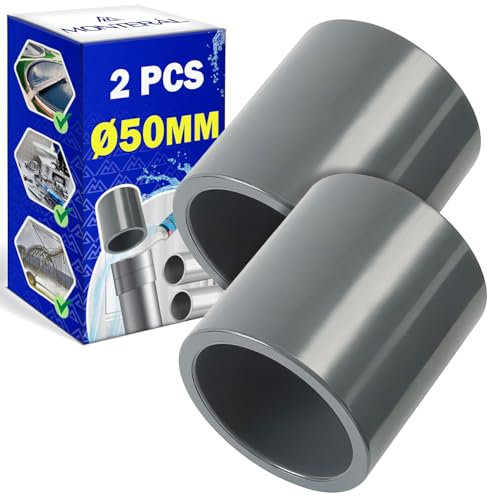 2 Pezzi Raccordo Ø 50 mm Realizzato in PVC con Filettatura Femmina su Entrambi i Lati per Collegamento delle Tubazioni in Pressione - MONTERAL