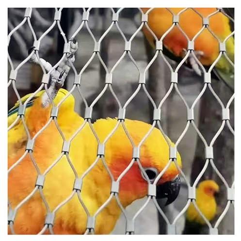 ZLRBN Papageien-Voliere Geländer und Edelstahl Netz, Vogel Seilnetz Aus Edelstahl 304 Wiederverwendbar Edelstahlnetz Absturzsicherung für Zaun, Garten, BAU und Tierschutzgitter(5x4ft(1.5 x1.2 m))