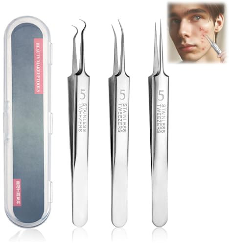 3 Herramientas Para Eliminar Puntos Negros,Blackhead Remover,Professional Facial Blackhead Remover Tweezers,Pinzas Depilar Punta Fina Para Espinillas,Para Limpiar Espinillas Y Espinillas