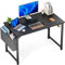 Sweetcrispy Schreibtisch,Computertisch mit Aufbewahrungstasche, 120 x 50 x 75 cm Modern Bürotisch, Kleiner Tisch Schreibtische für Büro Arbeitszimmer Schlafzimmer Erwachsene Kinder, Modernes Schwarz