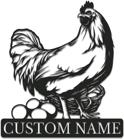 Personalisierbares Metall-Wanddekoration, personalisiertes Metall-Hühnerstall-Schild, benutzerdefinierte Scheunen-Dekoration, individuelles Huhn-Metallschild, personalisierter Hühnerstall-Schild, Name
