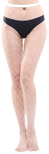 Smomend Medias de Malla para Mujer, Medias Sexy Rejilla Mujer, Elásticas, Huecas, Cintura Alta, Pesca Atractivas, Liguero, Muslo, Medias Altas para Blancas Mujeres, Diseño de Jacquard, Talla Única