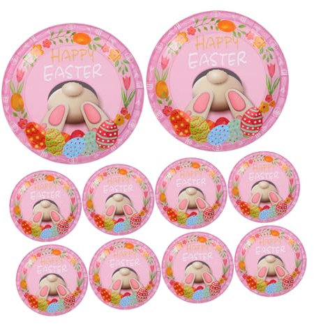 LIFKOME 10 Pezzi Di Piatti Di Carta A Forma Pasqua Piatto Da Portata Design A Coniglietto Per Feste Di Pasqua Decorazioni Da Tavola