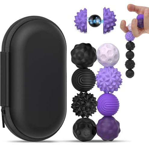 Magnetische Sensorik Bälle, Magnetisches Zappelspielzeug, Anti-Stress Spielzeug aus Silikon, Sensorisches Tastspielzeug, Magnetische Tischspiele, geeignet für Büro, Zuhause und Partys ( Lila+Schwarz )