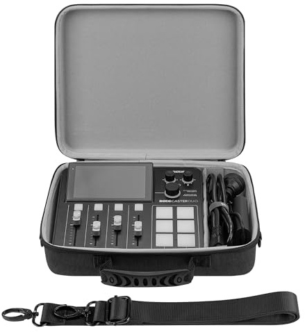Geekria Audio-Interface-Tragetasche, kompatibel mit RØDE RØDECaster Duo, Hartschalen-Eva-Reisetasche (Dunkelgrau)