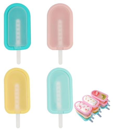 Ensemble de 4 Moules à Glace en Silicone Réutilisables pour Sucettes Glacées et Crème Glacée DIY - Qualité Alimentaire, Sans BPA, Respectueux de l'Environnement