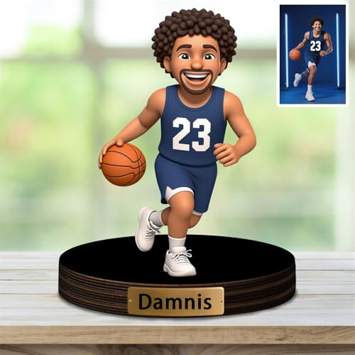 XIAO.Z Benutzerdefinierte Sport Basketball Spieler Foto Cartoon Stil Desktop Skulptur, personalisierte Basketball Liebhaber Spaß Bild Cartoon Portrait Rahmen Zeichen Tafel Geschenk