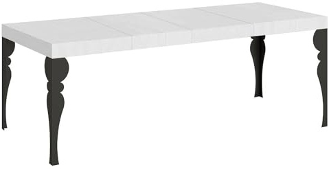 Itamoby Paxon Premium Ausziehtisch, 200/304 x 90 cm, Esche, weiß, Füße anthrazit