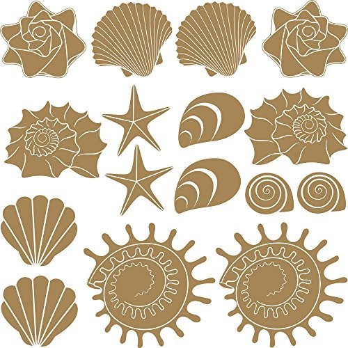GRAZDesign Wandtattoo Bad Muschel & Meer Set Wandaufkleber Maritime Deko wasserfest - 081 hellbraun